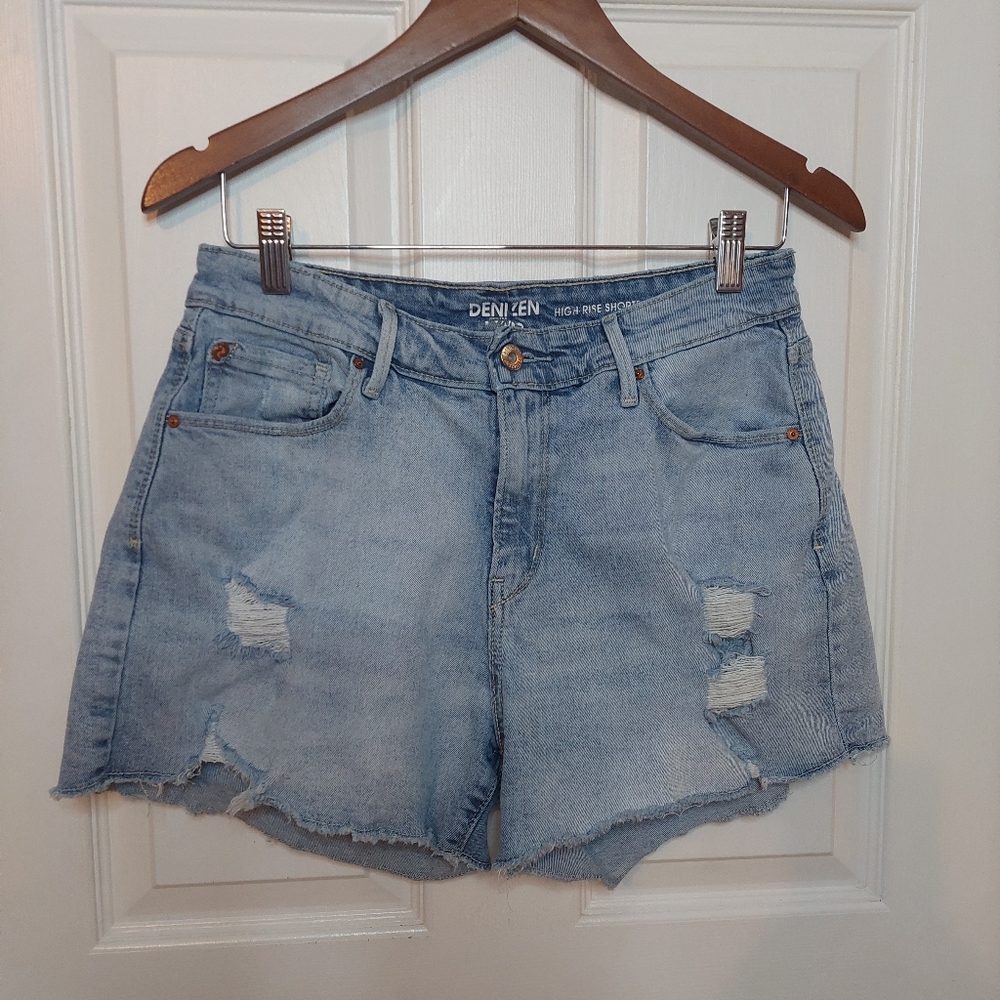 Denizen By Levi's High Rise Distressed Cut Off Jean Shorts Light Wash Size 10